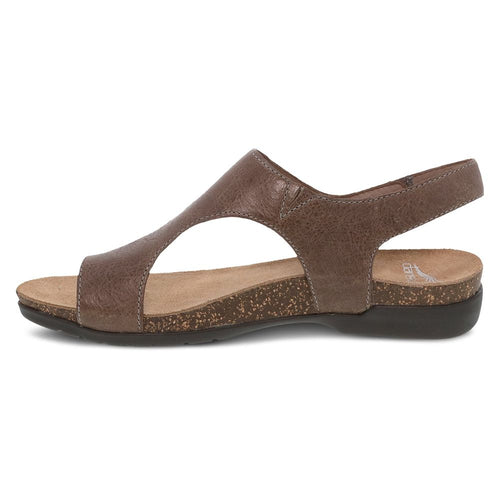 Dansko Women's Reece Sandal Stone Waxy Burnished — side view