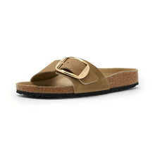 Birkenstock Women's Madrid Big Buckle Oiled Leather Sandal in Tobacco brown