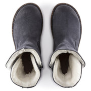 Birkenstock Unisex Uppsala Shearling Boot in Graphite, top view showing the shearling lining