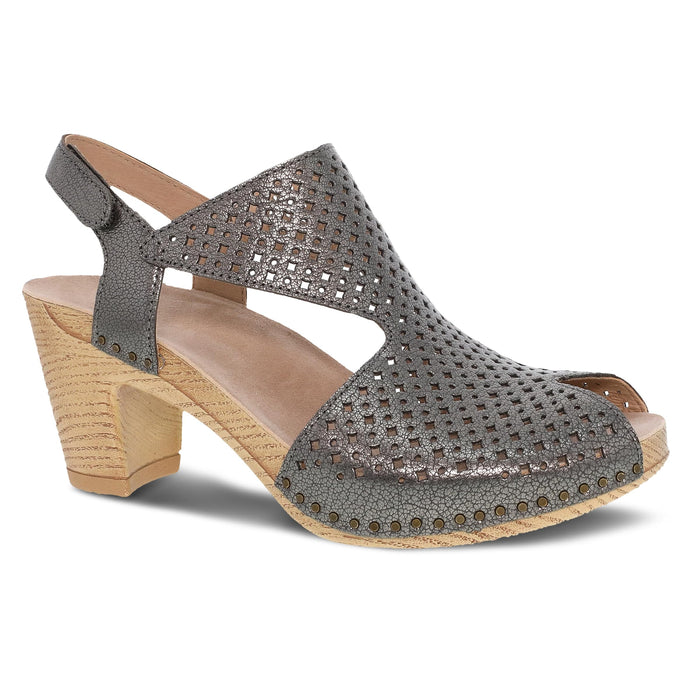 Dansko Teagan Stylish Peep Toe Sandal for Women - Gunmetal