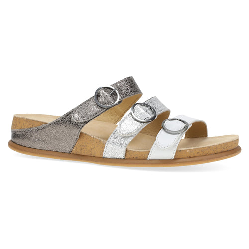 Dansko Campbell Slip-On Wedge Sandal — side view, toe facing right