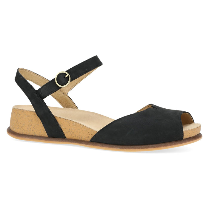 Dansko Cass Peep-Toe Wedge Sandal for Women - Black