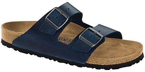 Birkenstock Women's Arizona Soft Footbed Sandal Blue Oiled Leather Regular