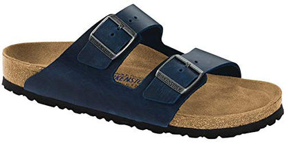 Birkenstock Women's Arizona Soft Footbed Sandal Blue Oiled Leather Regular
