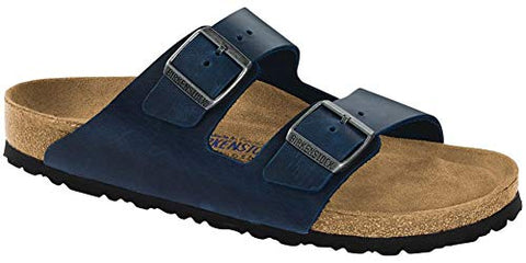 Birkenstock Women's Arizona Soft Footbed Sandal Blue Oiled Leather Regular