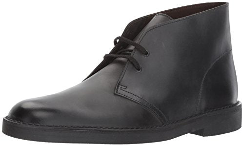CLARKS Men's Bushacre 2 Chukka Boot, Black Waxy Leather