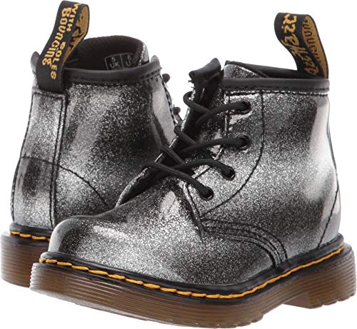 Dr. Martens Kid's Collection Baby Girl's 1460 Patent Glitter Brooklee (Toddler) Black/Silver Glitter Pu