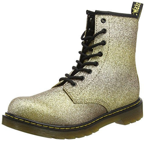 Dr. Martens Girls Ladies Delaney Youth Glitter Gold Multi Ankle Boots